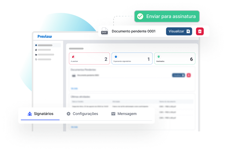 Tela de addinaturas digitais no App Prevlaw